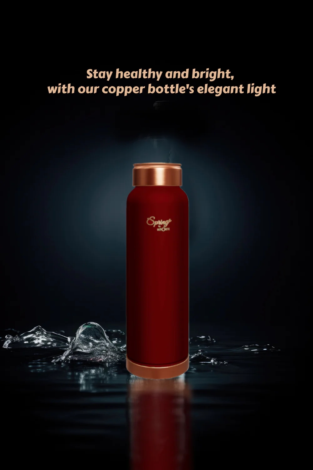 LA'FORTE Copper Water Bottle, Pure, 1000 ml Maroon