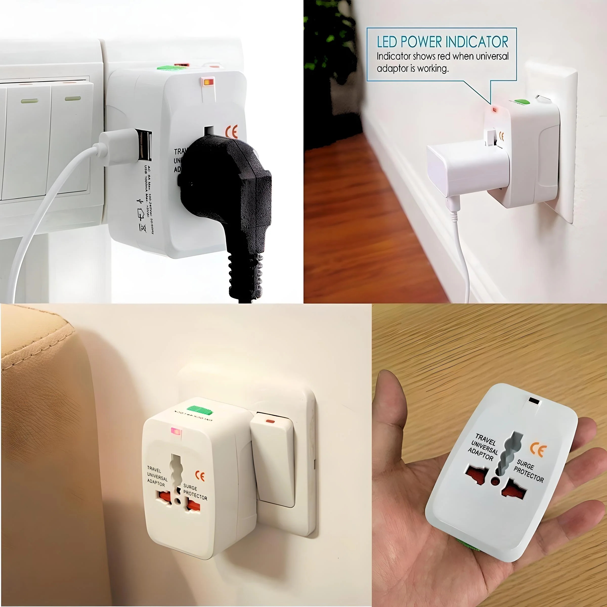 Flixx Universal Travel Adapter with Dual USB Ports | Worldwide Compatibility & Surge Protection