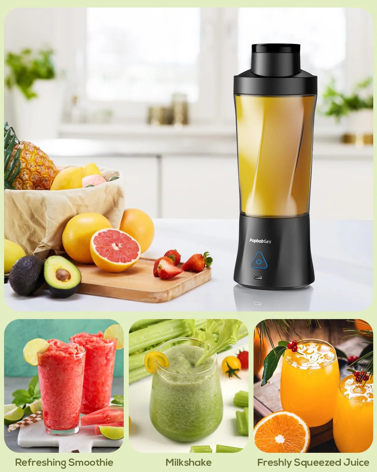 LA’ FORTE Portable Blender | 600ml Cup | 360W Powerful DC Motor | 6000mAh Rechargeable Battery | High-Speed Smoothie Maker | Travel-Friendly Juicer Mixer for Smoothies, Shakes & Juices