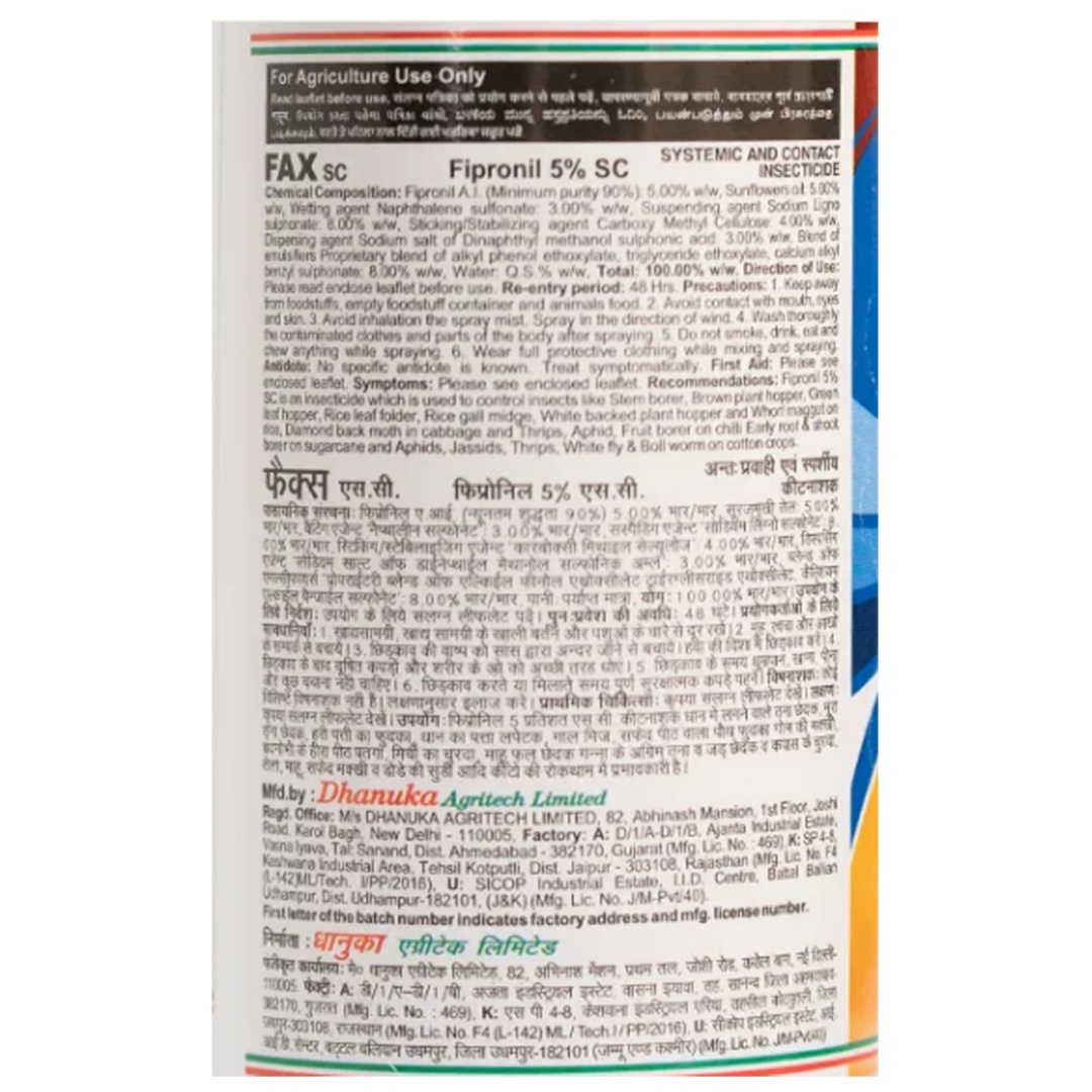 Dhanuka Fax SC Insecticide (Fipronil 5% SC)