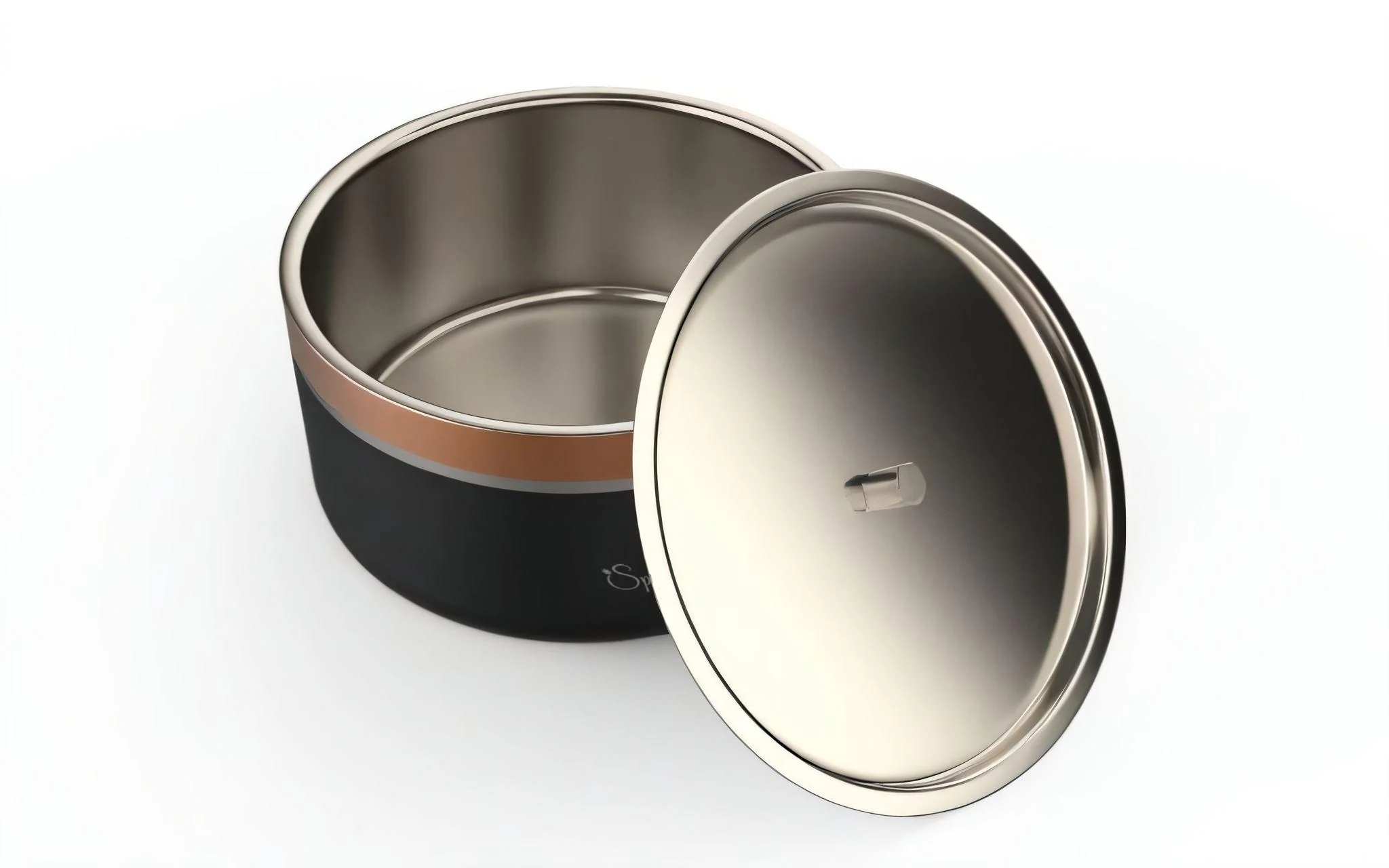 Double Wall Stainless Steel Casserole with Lid | 1200ml Capacity (1700ml Without Lid) | Food-Grade Steel | Multipurpose Serving Bowl | Black & Beige