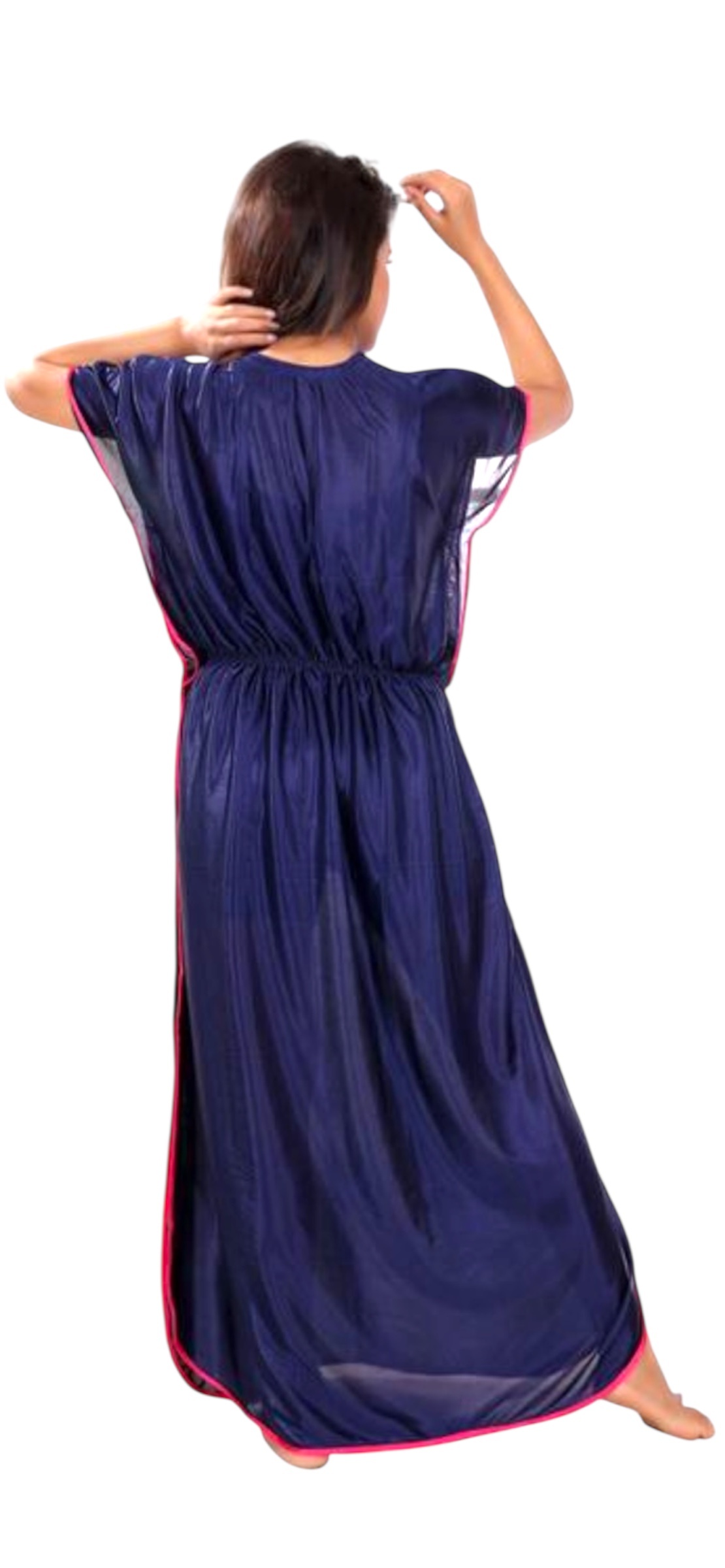 SATIN KAFTAN GOWN NAVY BLUE
