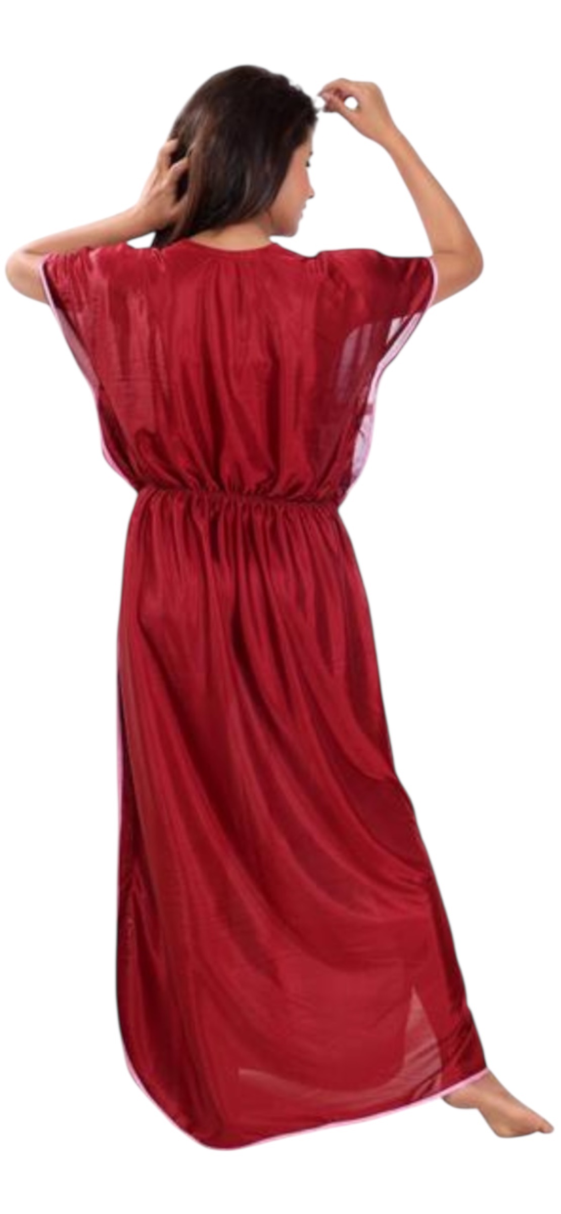 SATIN KAFTAN GOWN MAROON