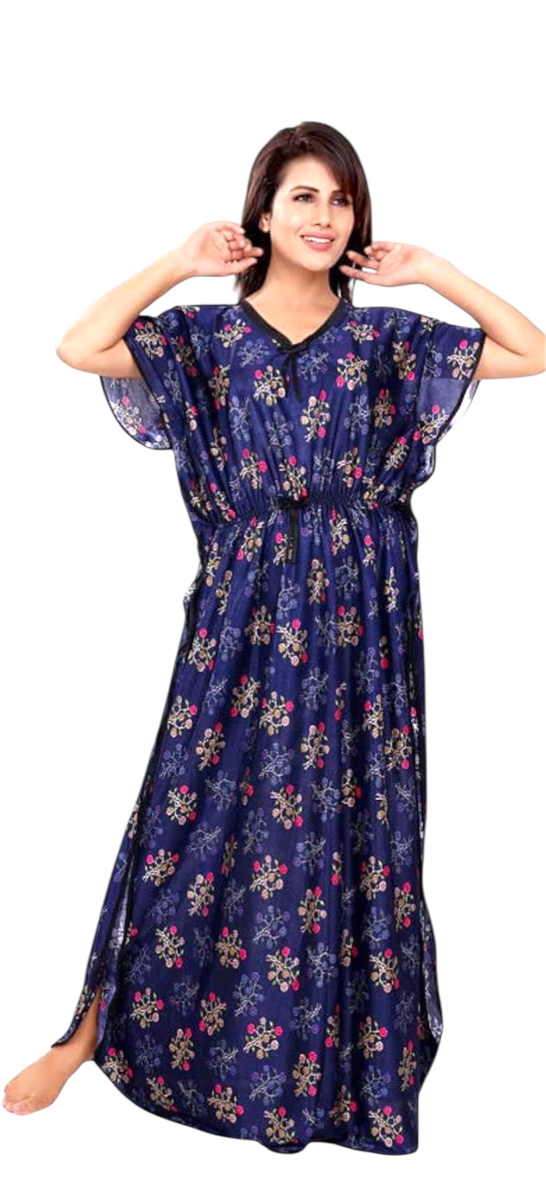 PRINTED FLORAL KAFTAN GOWN
