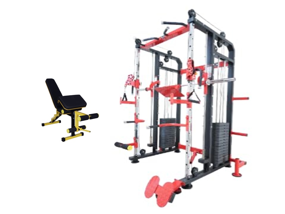 GYM24 FUNCTIONAL TRAINER WITH SMITH MACHINE WITH BENCH PVC WEIGHT