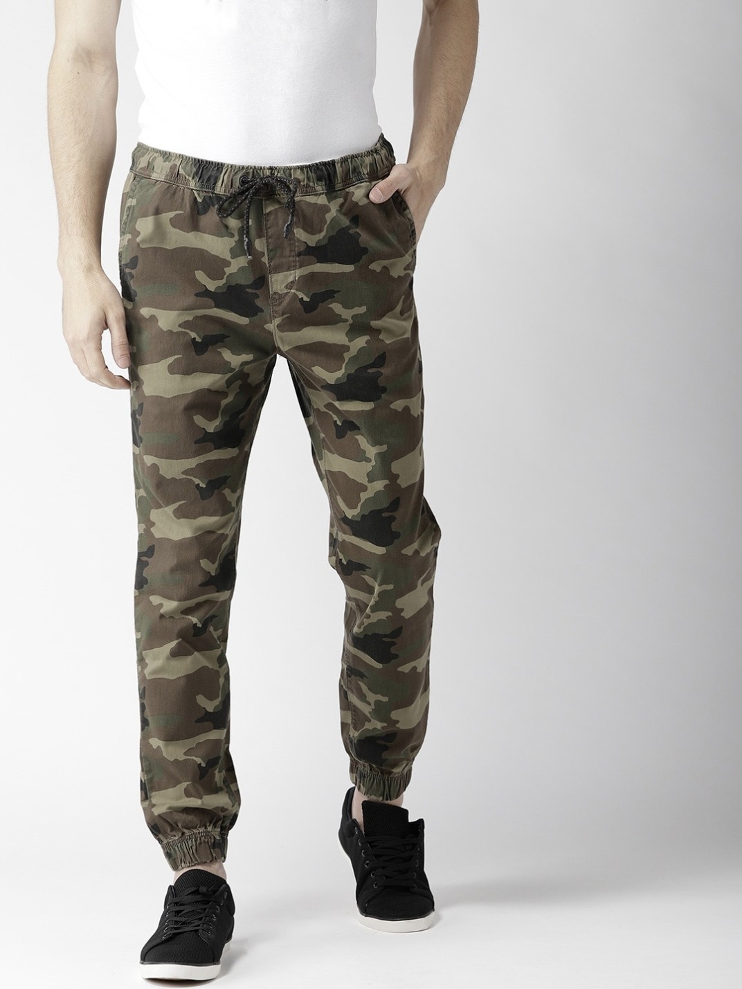 Camouflage Printed Cotton Blend Solid Mens  slim fit Joggers