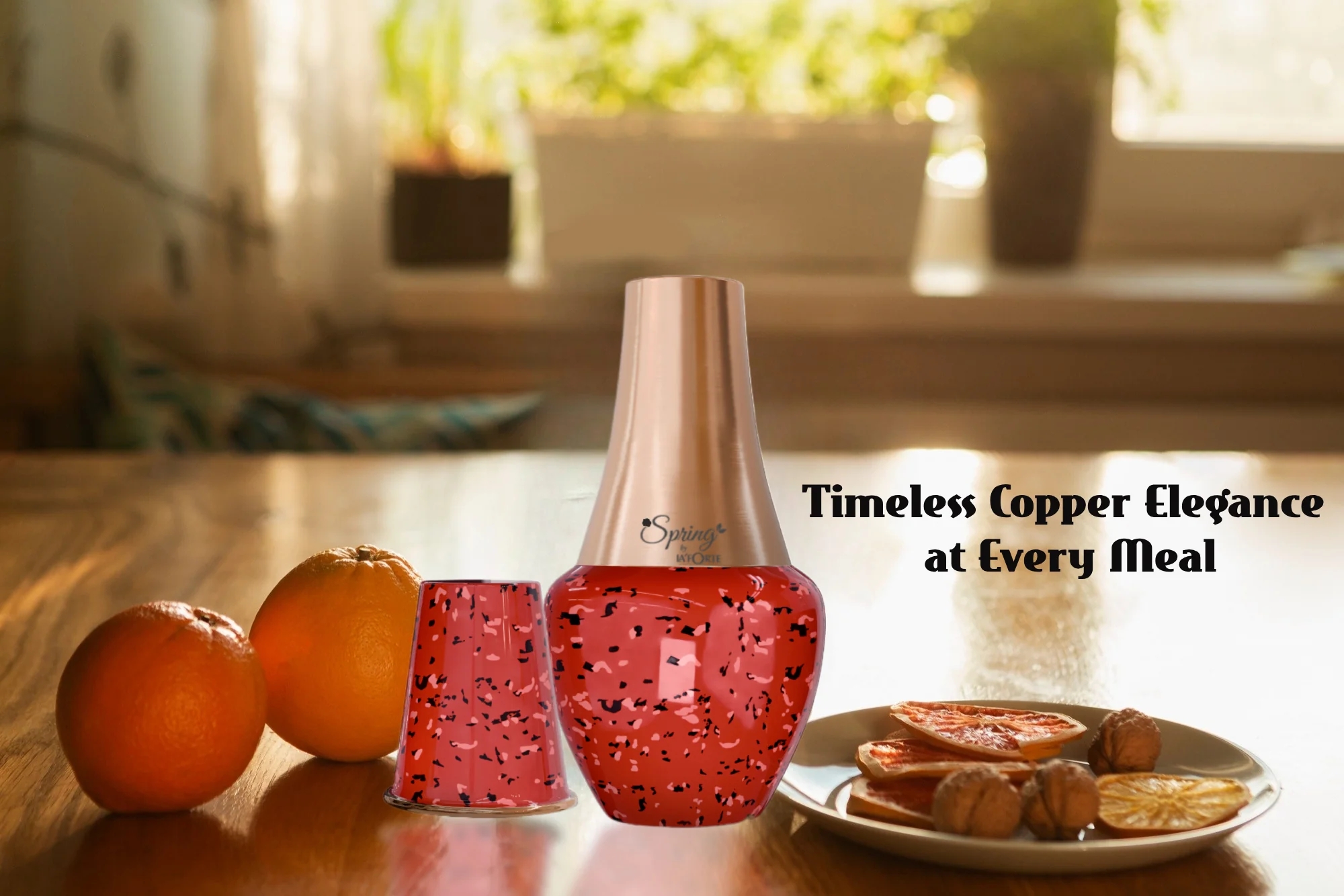 LA'FORTE Copper Bottle Venus Jar 1400 ml (Ruby Red)