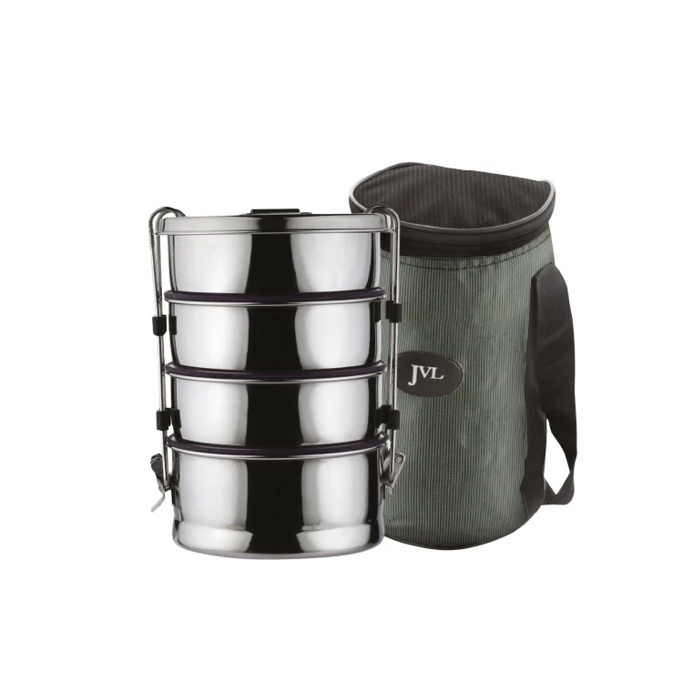 Round Leak Proof Tiffin Carrier (Quadruple)