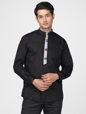  Black Ethnic Panel Shirt