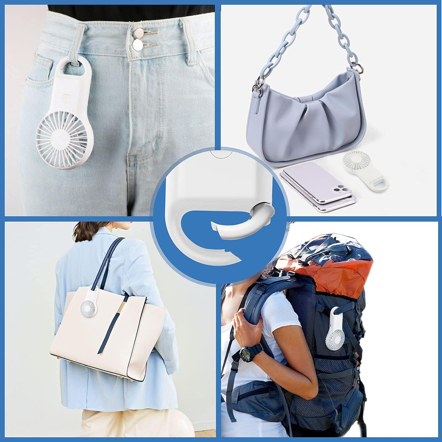 LA' FORTE Hook Air Handheld Portable Rechargeable Fan