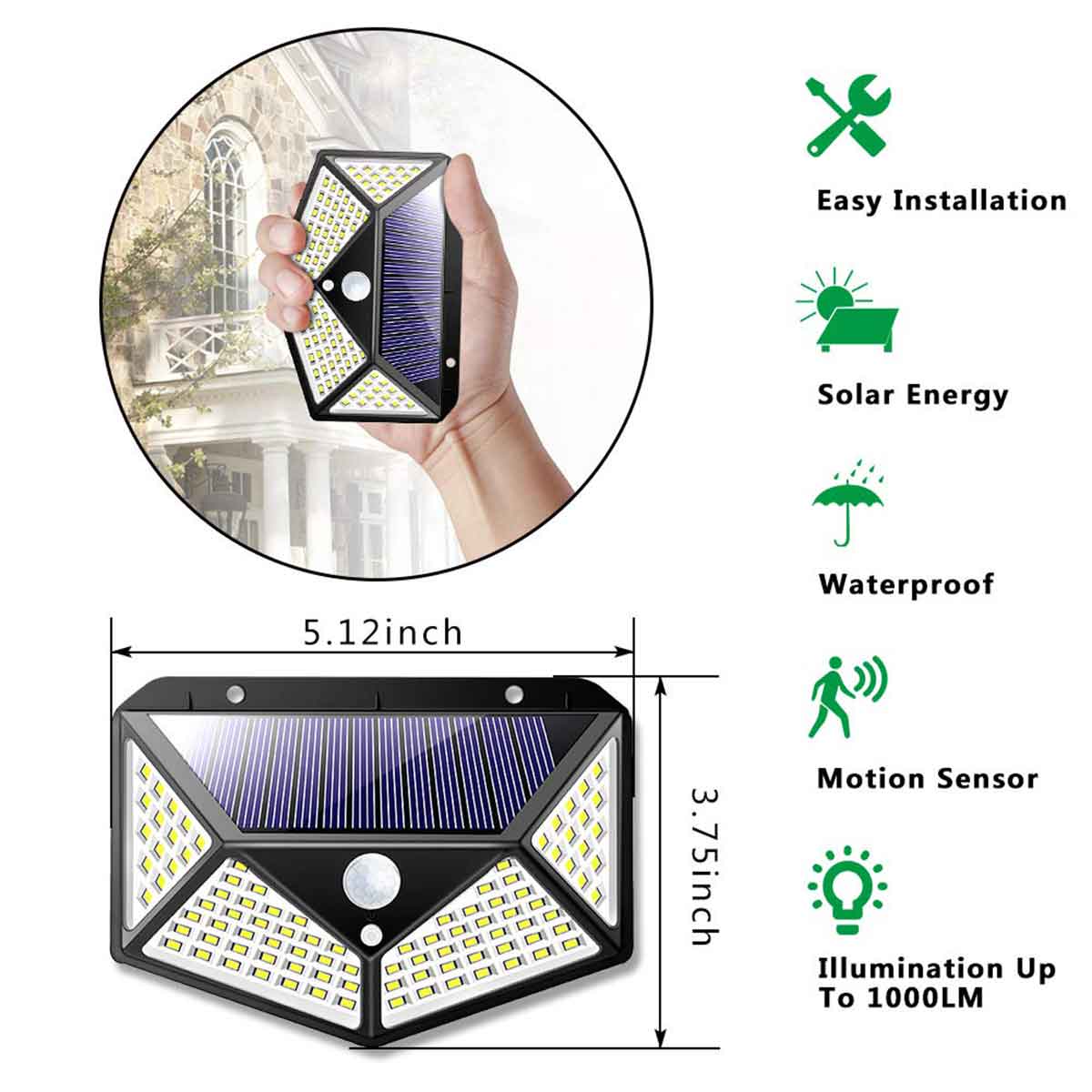 Solar Motion Sensor Light (Wall Mounted Pack of 2)
