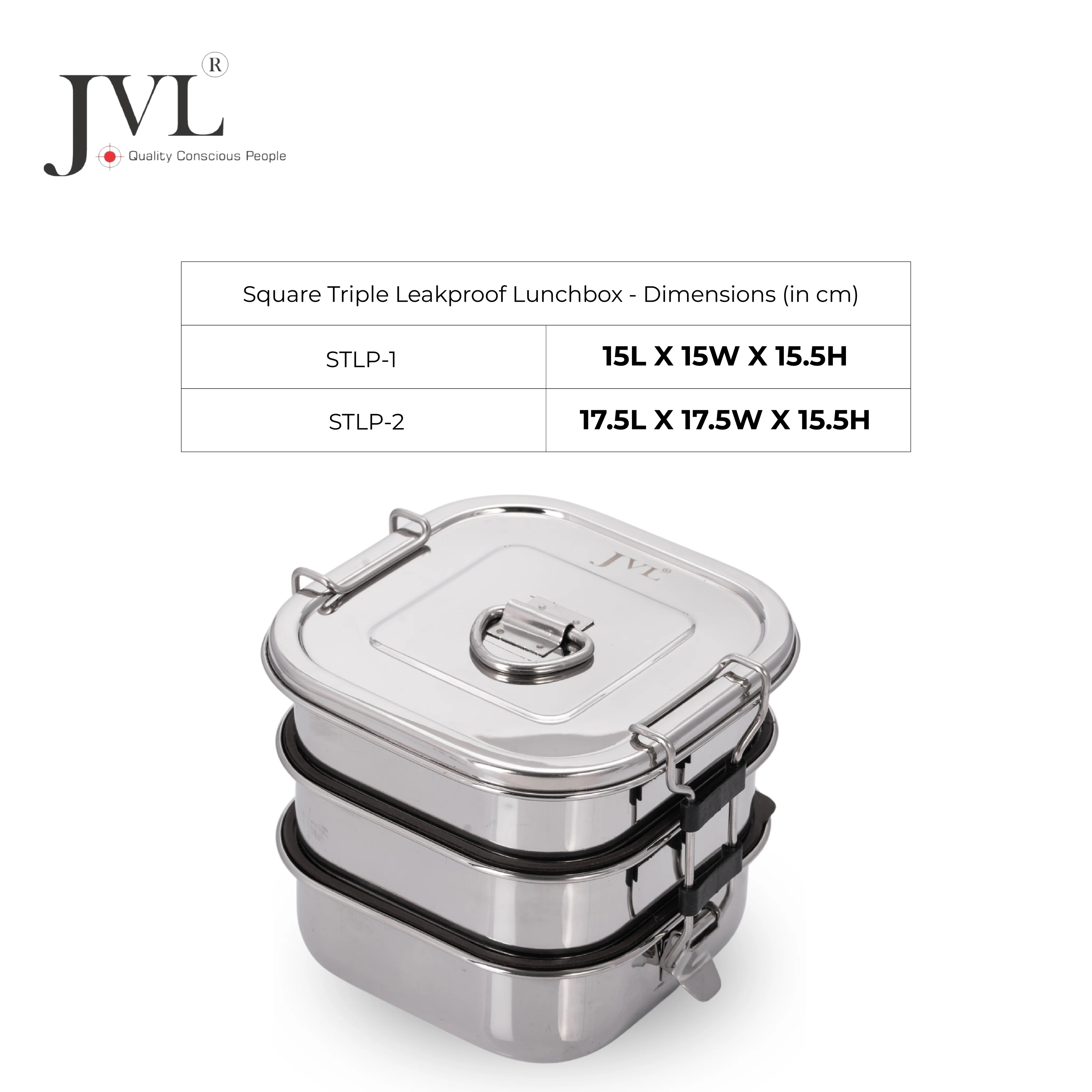 Square Leak Proof Lunch Box (Triple)