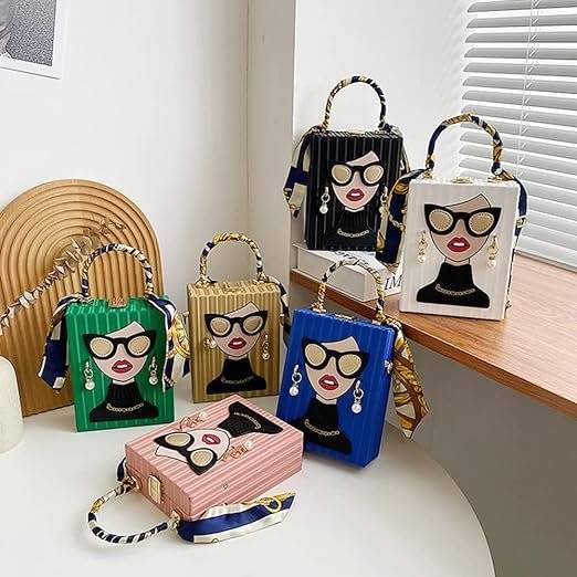 Howkly Unique 3D Funky Lady Face Leather box bag