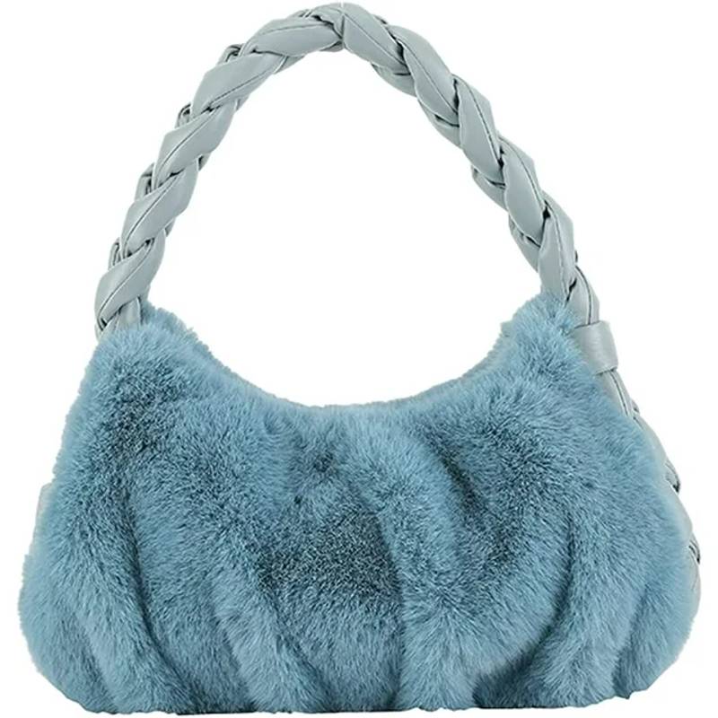 Howkly Cozy Fuffy Faux Fur Plush Trendy Quilted Casual bag