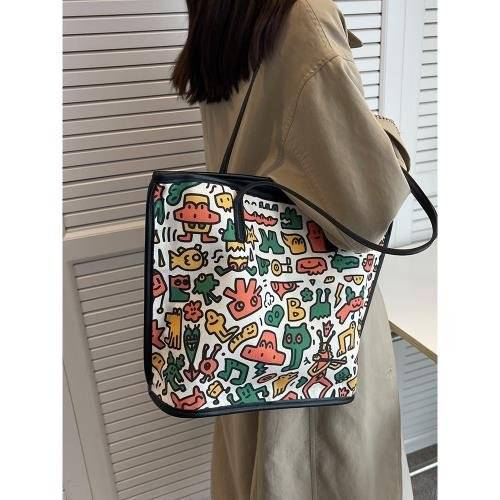 Howkly Oversize Canvas Contrast Color Tote Bags