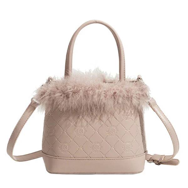 Howkly Faux Fur Women’s Plush Bucket Bag