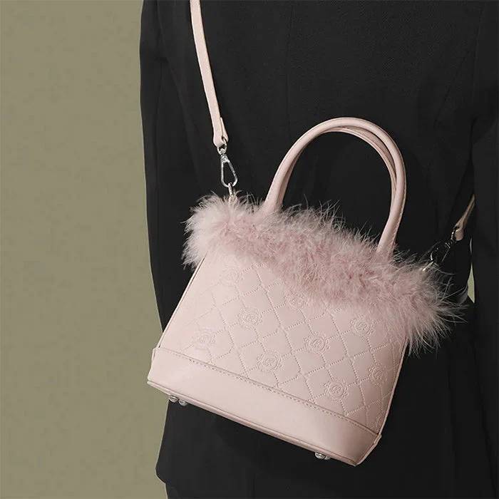 Howkly Faux Fur Women’s Plush Bucket Bag