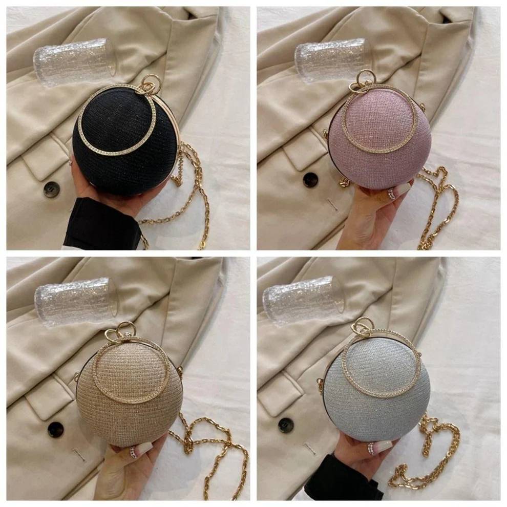 Howkly Glitter Rhinestone Ball Clutch Bag Party