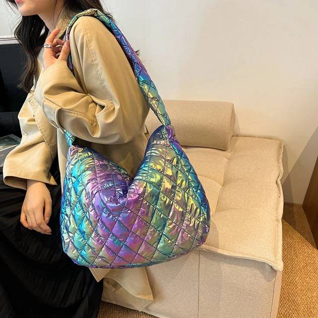 Howkly Autumn Winter Ladies Tote bag Cotton Padded Shoulder Bag