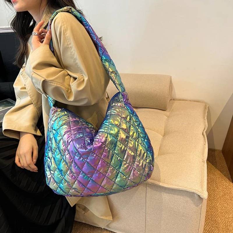 Howkly Autumn Winter Ladies Tote bag Cotton Padded Shoulder Bag