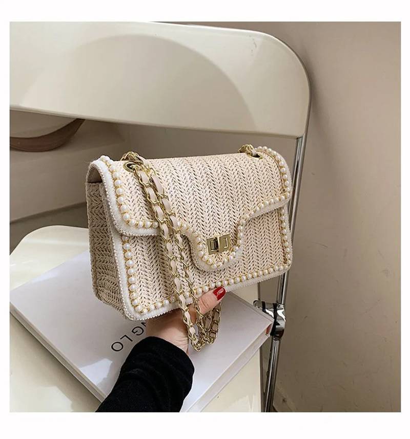 Howkly Evening Special Straw Pearl bag Decoration Delicate Leisure