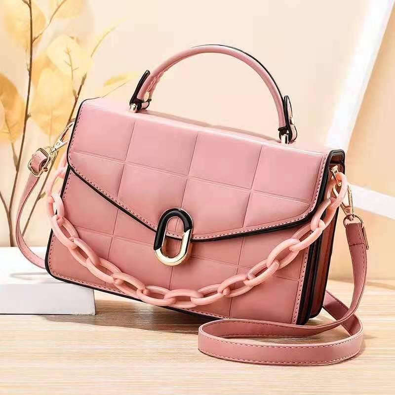 Howkly Retro Solid Color Texture Small Square Bag