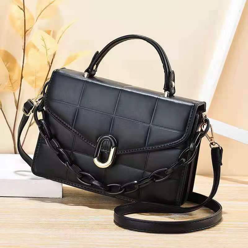 Howkly Retro Solid Color Texture Small Square Bag