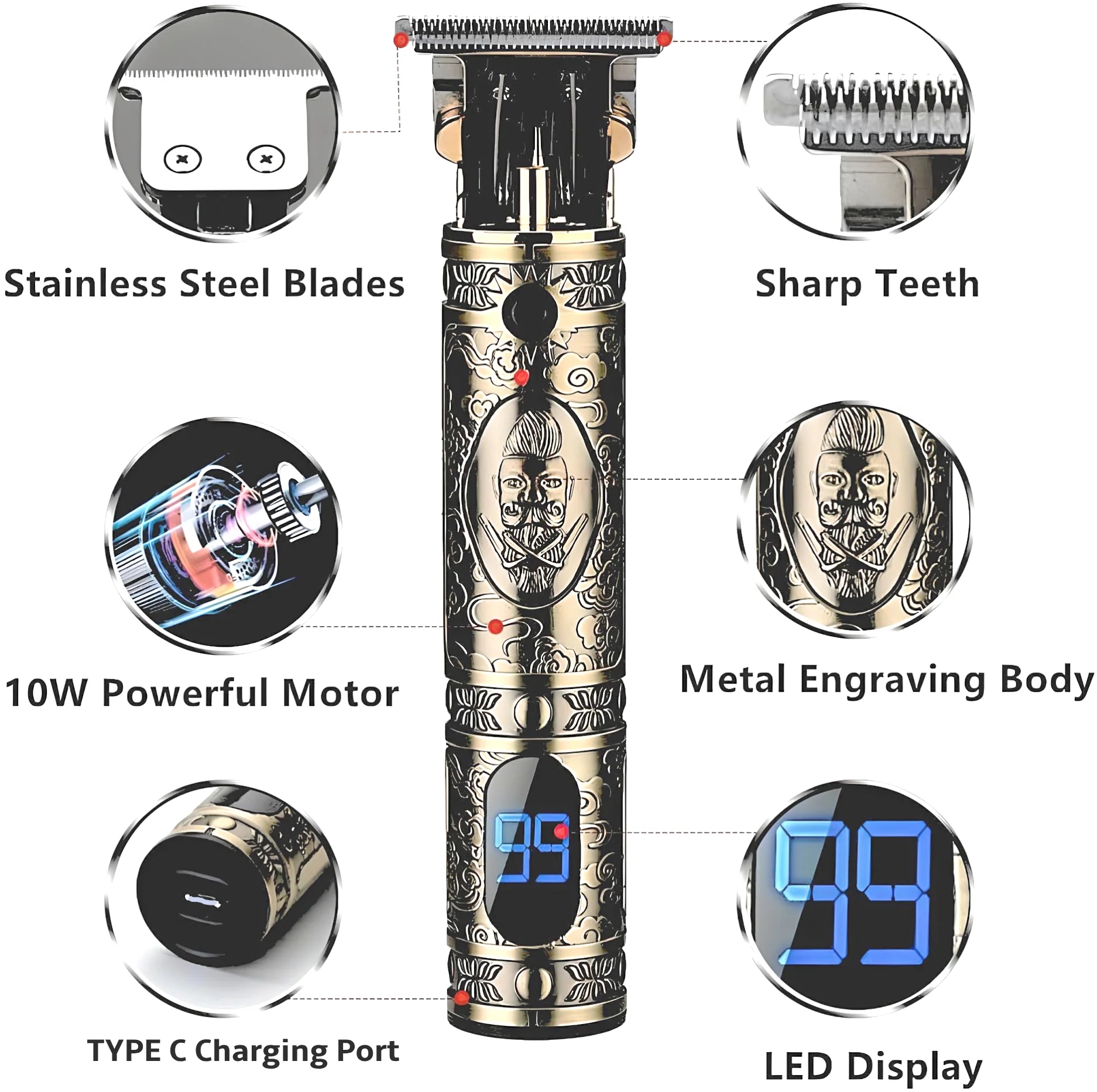 LA' FORTE Heavy Duty Rechargeable Hair Trimmer with Digital Display , Pack of 2