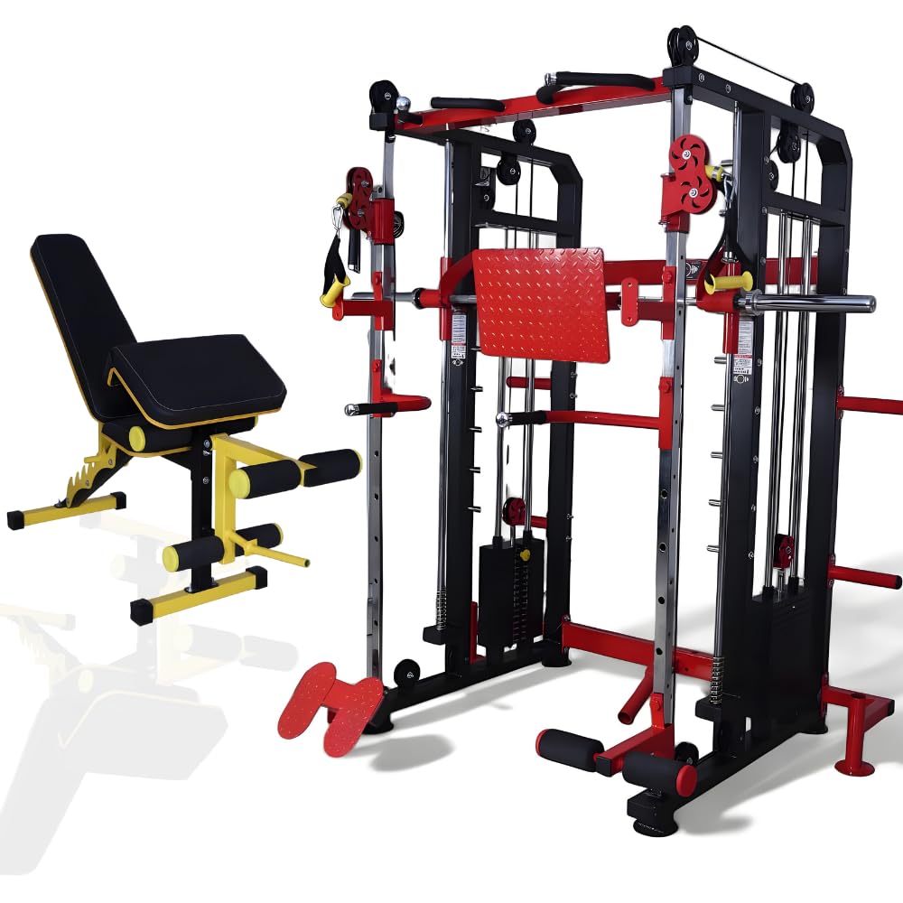 GYM24 FUNCTIONAL TRAINER WITH SMITH MACHINE WITH BENCH IRON WEIGHT