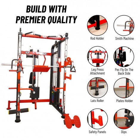 Functional Trainer with Smith Machine and Pec Dec Fly with Rear Delt (3 Weight Stack of 80 Kg)