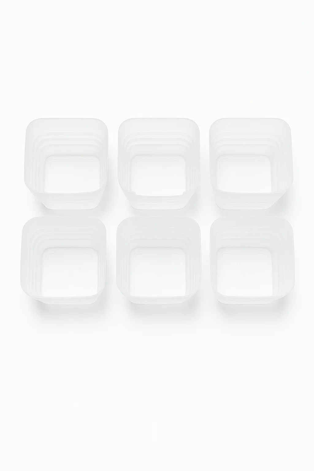 Set of 6 Multipurpose Frosted Plastic Storage Containers | Kitchen, Fridge, Bathroom & Desk Organiser | Compact & Durable Design