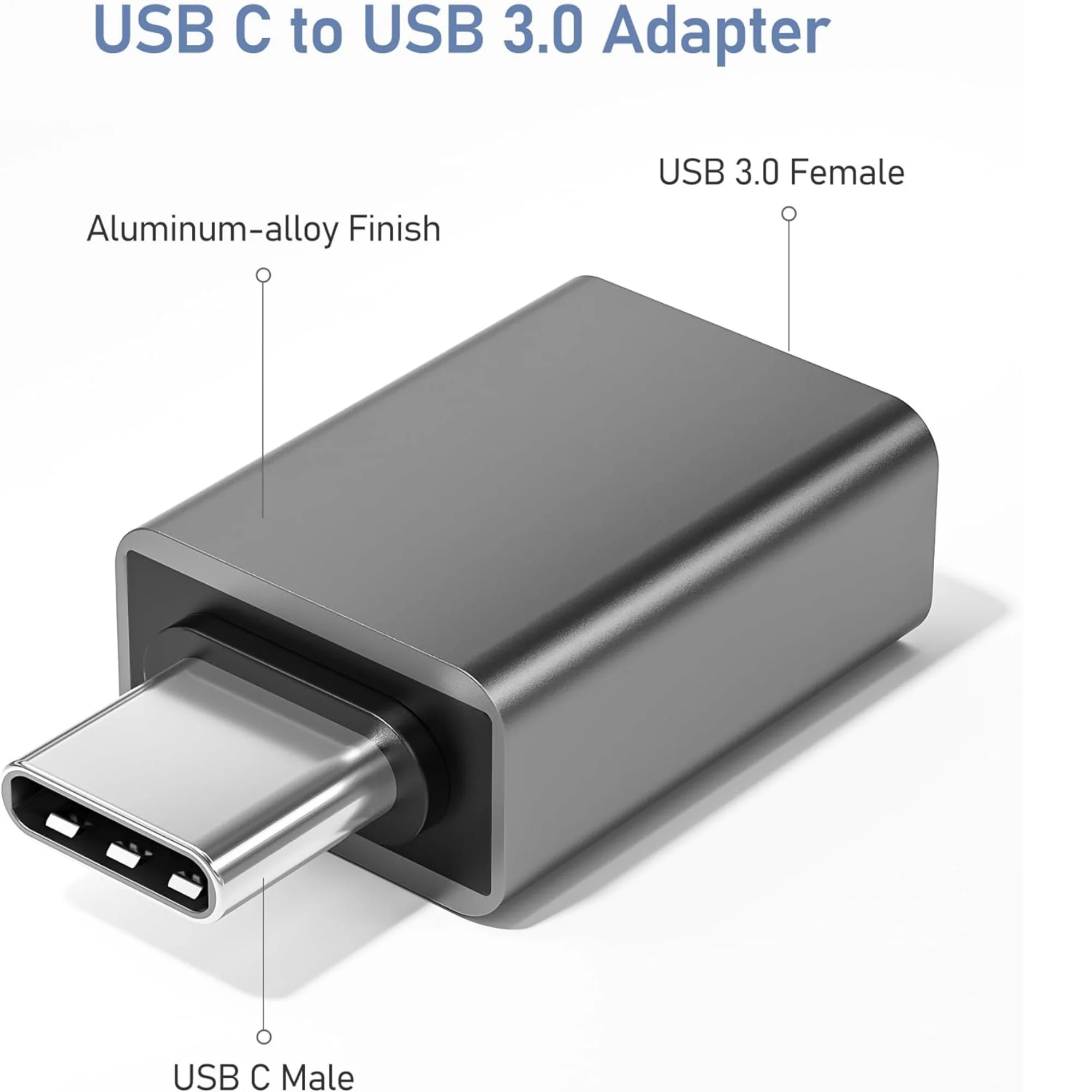 Flixx USB Type-C to USB-A Adapter, High-Speed USB 3.0 Transfer