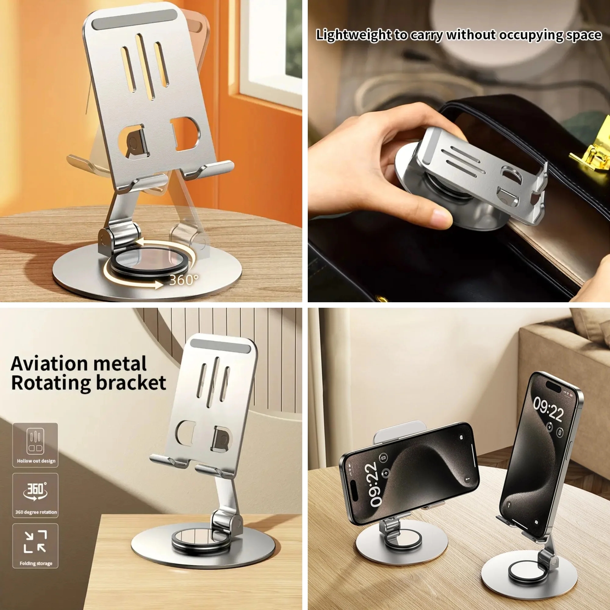 Flixx Foldable Metal Mobile & Tablet Stand | Adjustable Viewing Angle | Anti-Slip Base