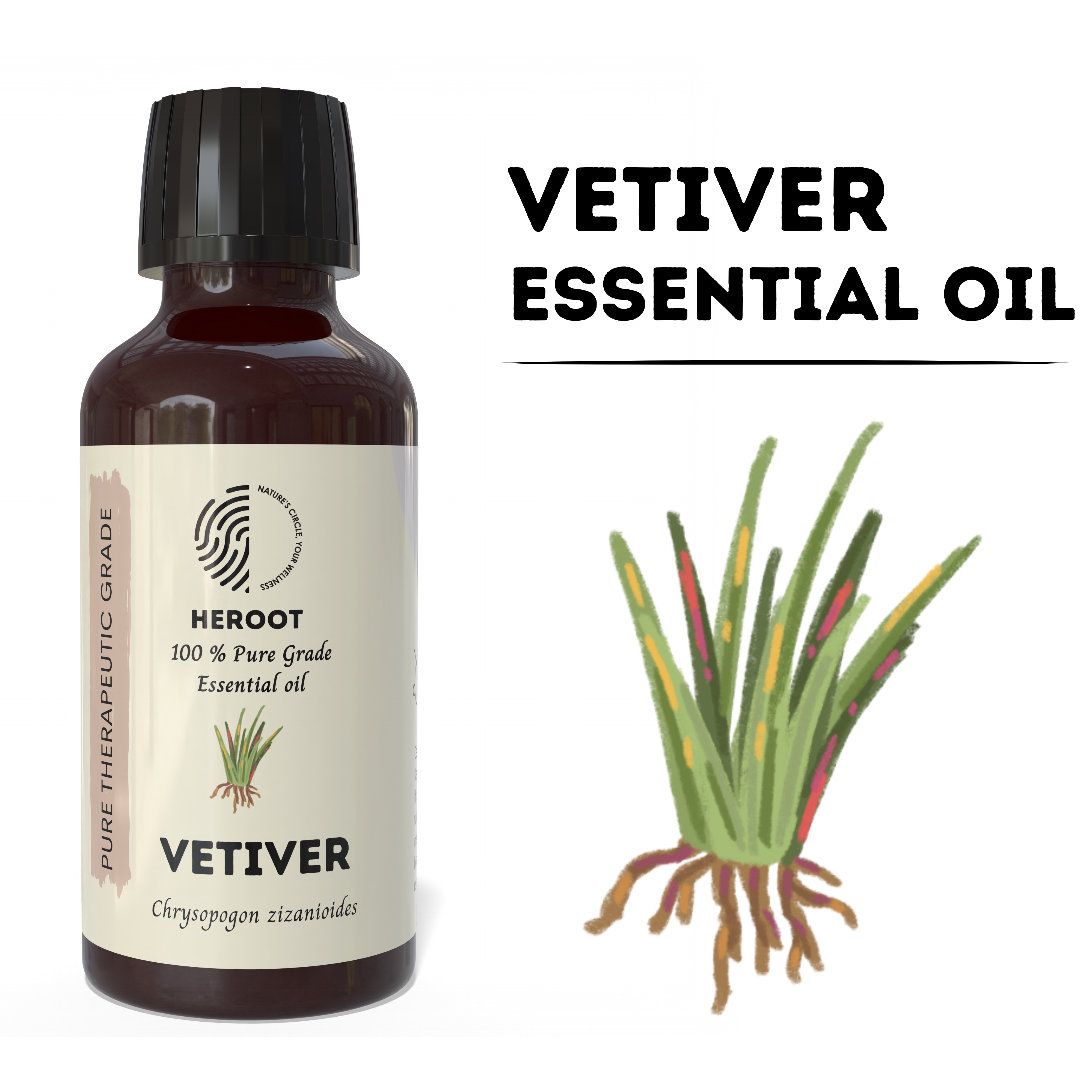 100% Pure Vetiver Essential Oil - Natural Therapeutic Grade Skin Care Solution