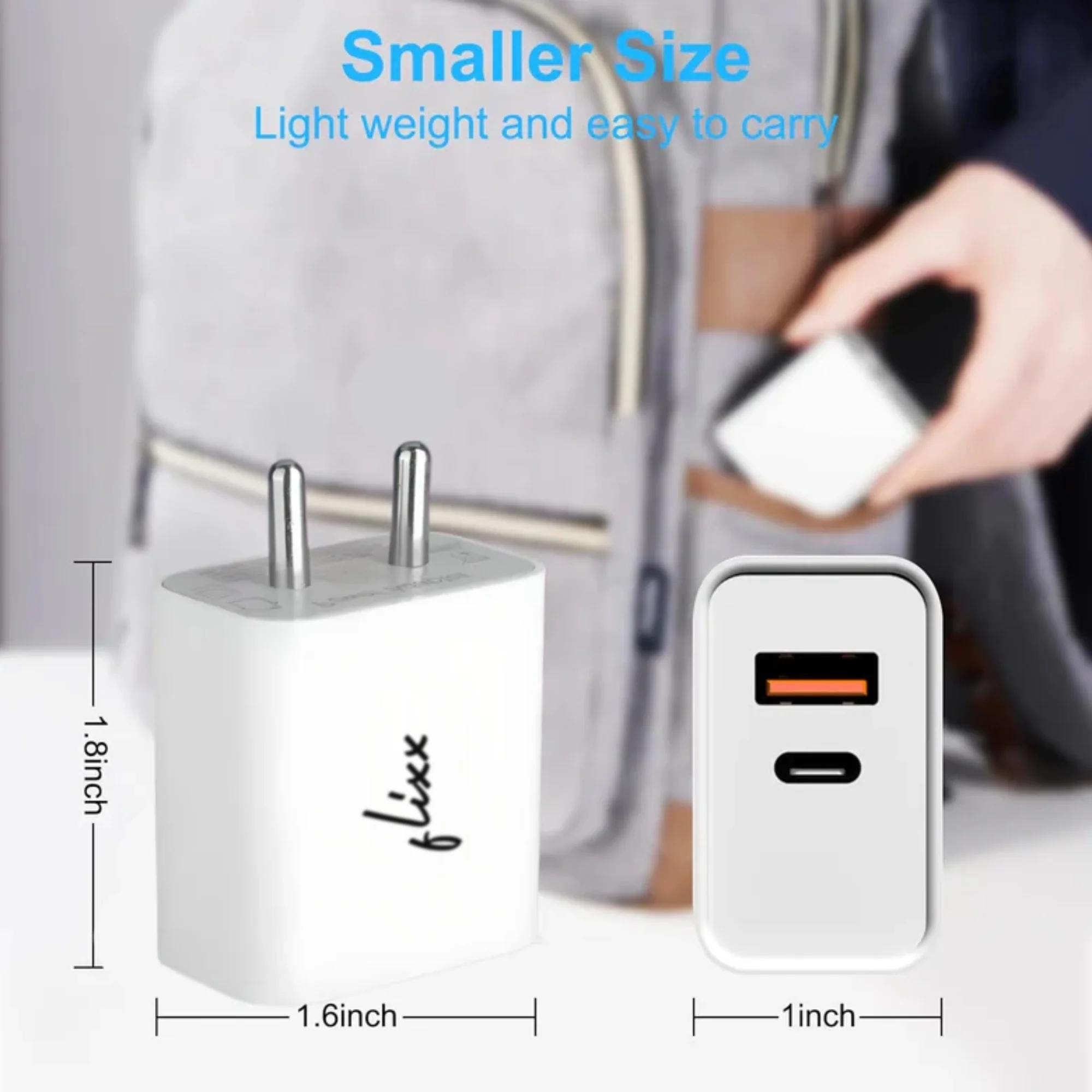 Flixx 30W QCPD 3.0 Dual Port Wall Charger for Ultra Fast Charging