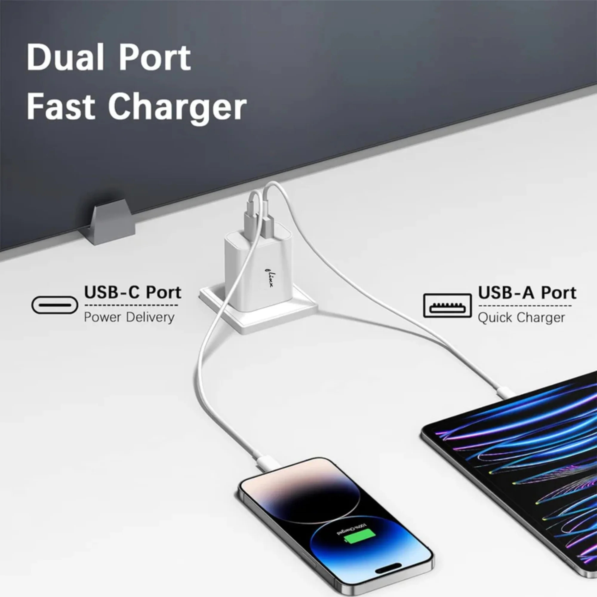 Flixx 30W QCPD 3.0 Dual Port Wall Charger for Ultra Fast Charging