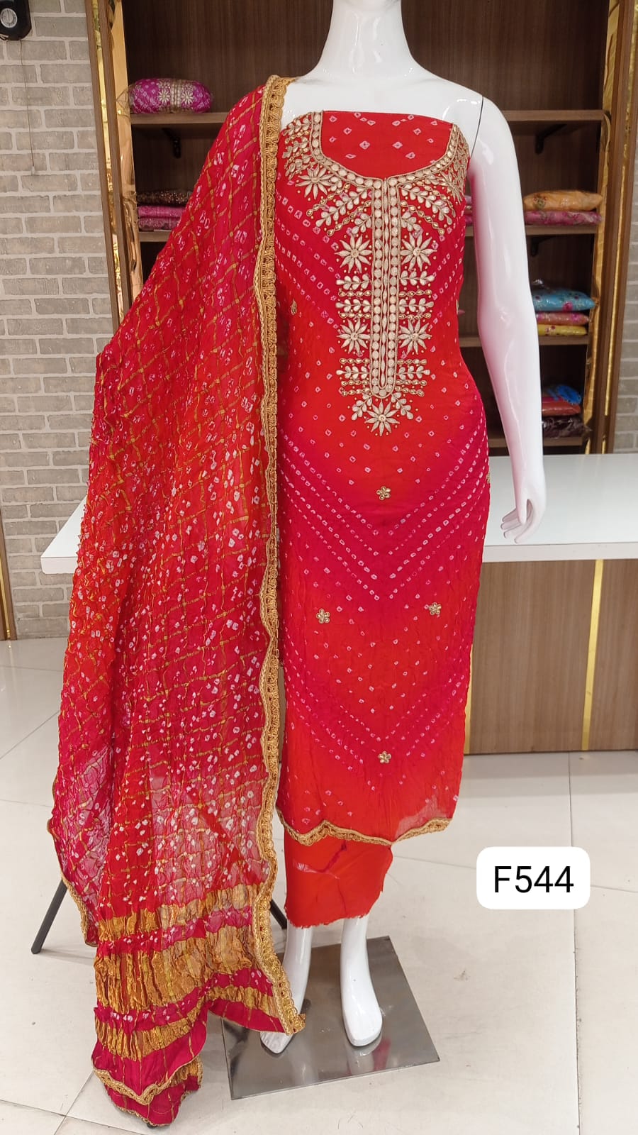 BANDHANI SILK DRESS MATERIAL PARTY WEAR