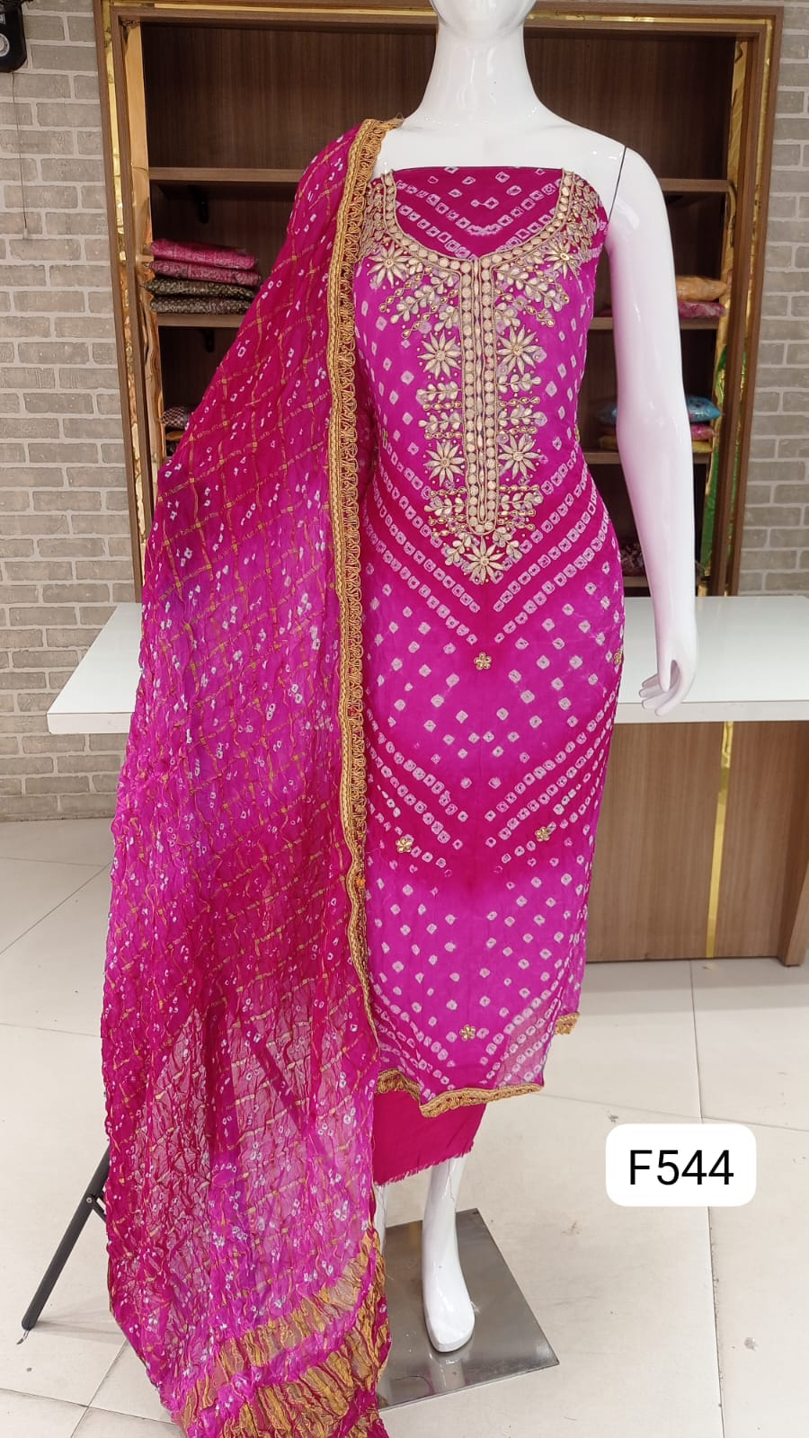 BANDHANI SILK DRESS MATERIAL PARTY WEAR
