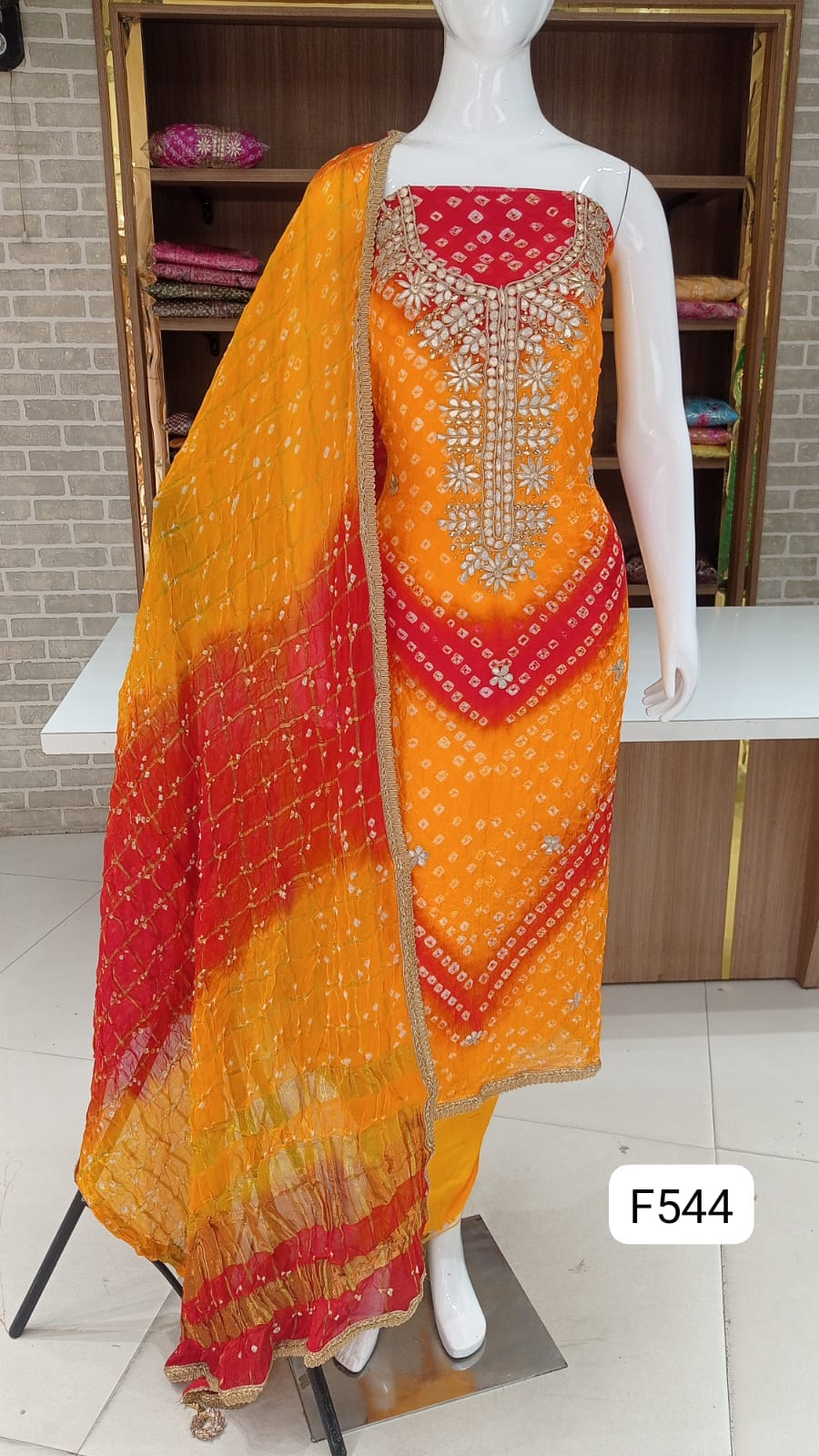 BANDHANI SILK DRESS MATERIAL PARTY WEAR