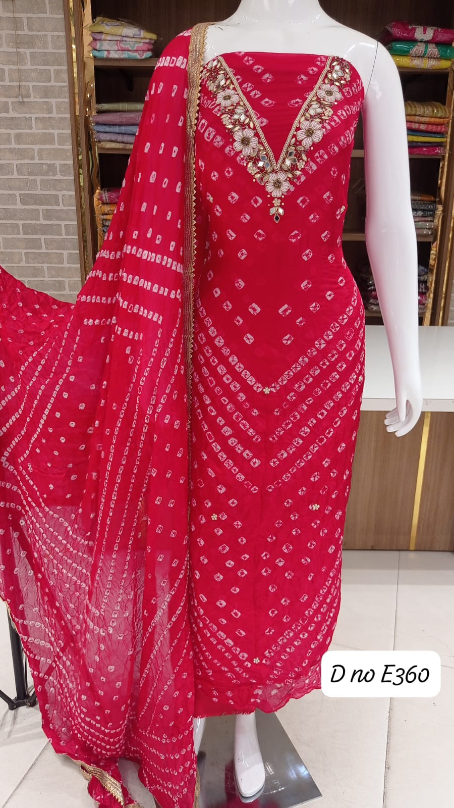 BANDHANI SILK DRESS MATERIAL PARTY WEAR
