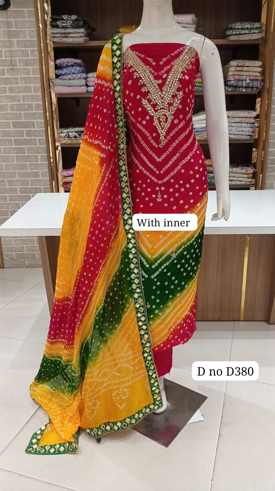 BANDHANI SILK DRESS MATERIAL PARTY WEAR