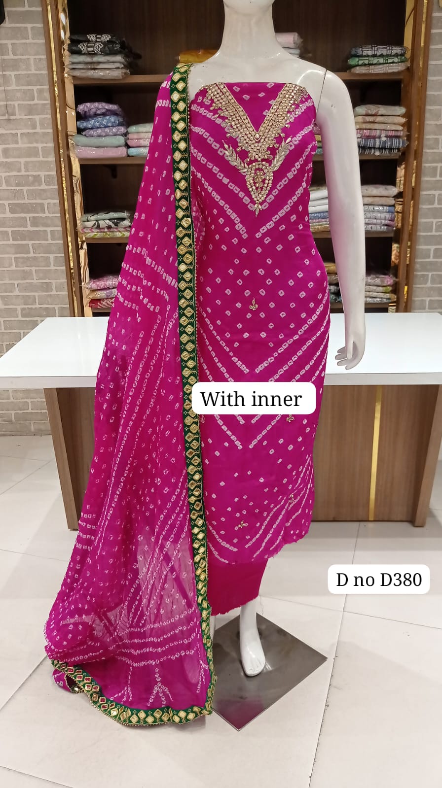 BANDHANI SILK DRESS MATERIAL PARTY WEAR