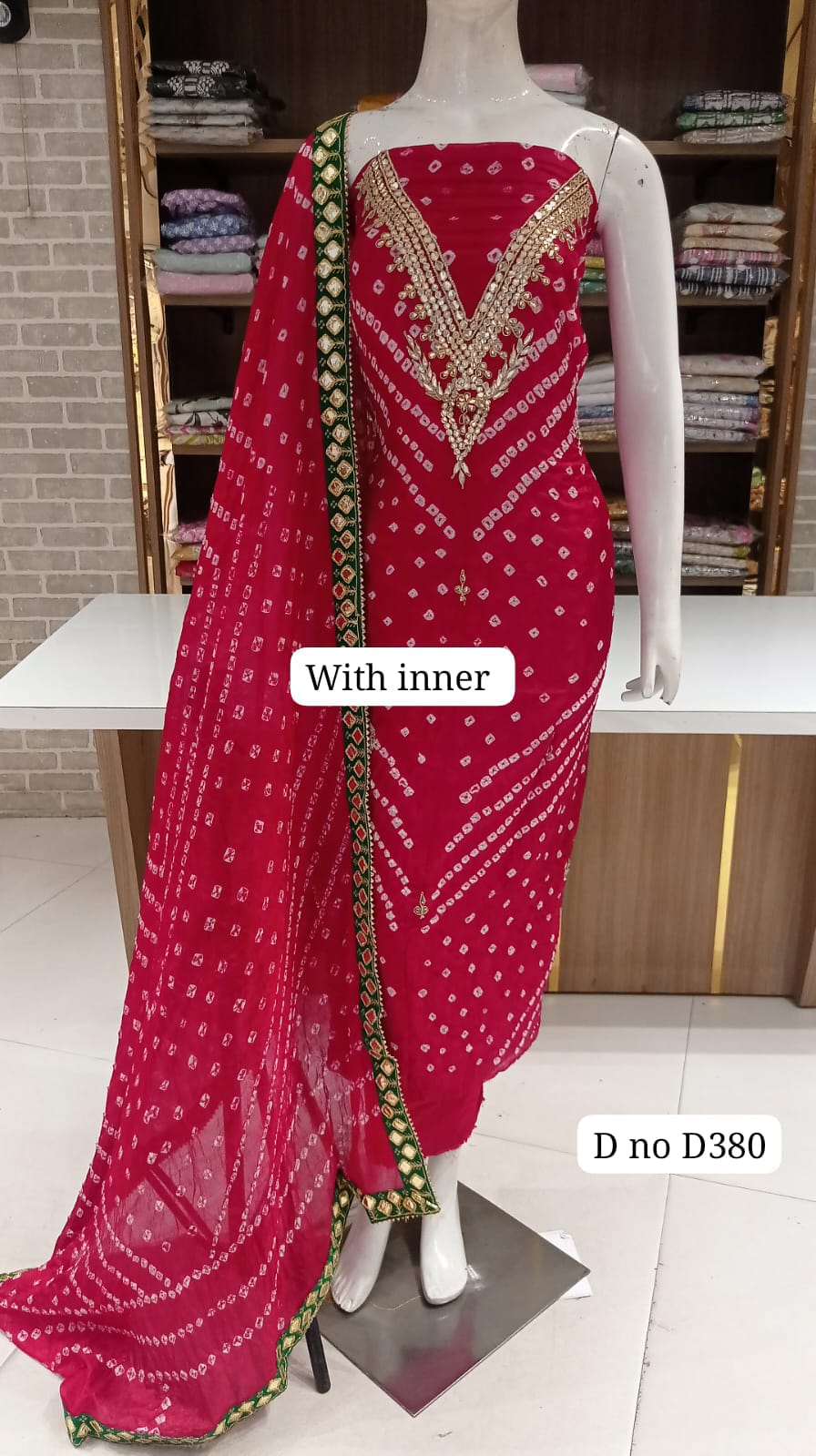 BANDHANI SILK DRESS MATERIAL PARTY WEAR