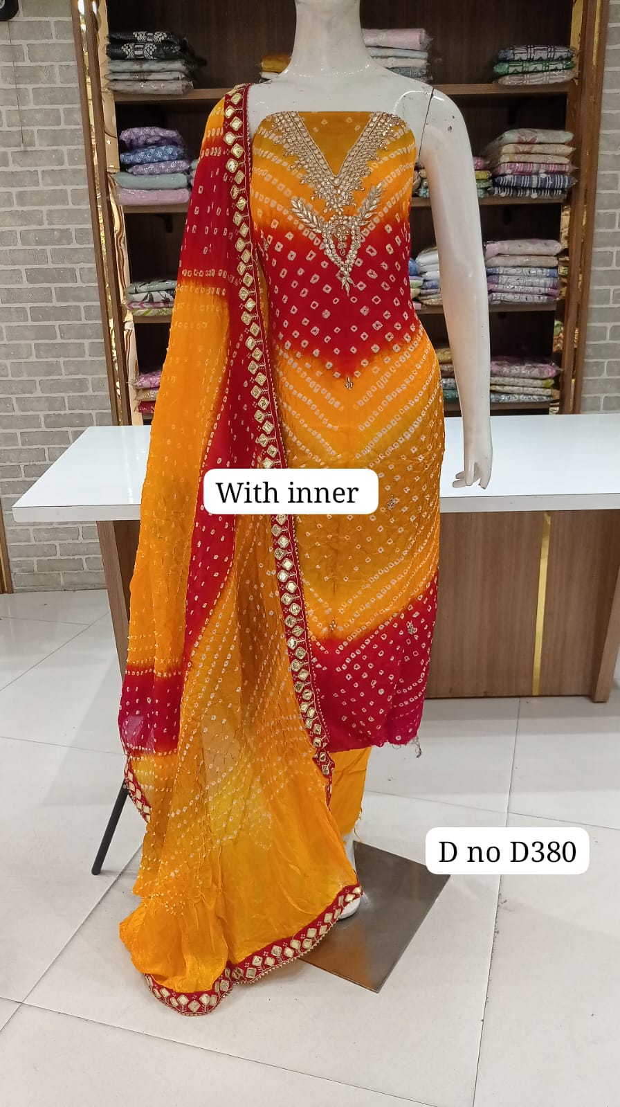 BANDHANI SILK DRESS MATERIAL PARTY WEAR