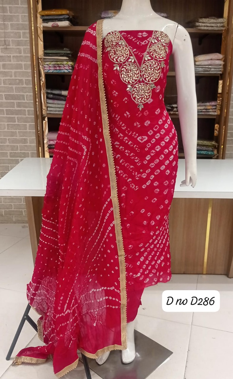 BANDHANI SILK DRESS MATERIAL PARTY WEAR