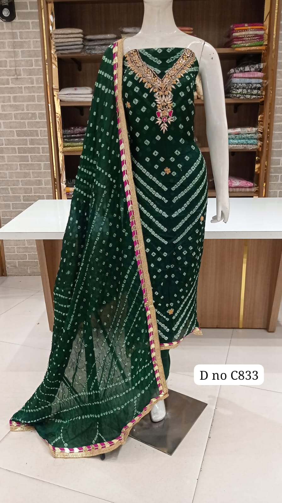 BANDHANI SILK DRESS MATERIAL PARTY WEAR