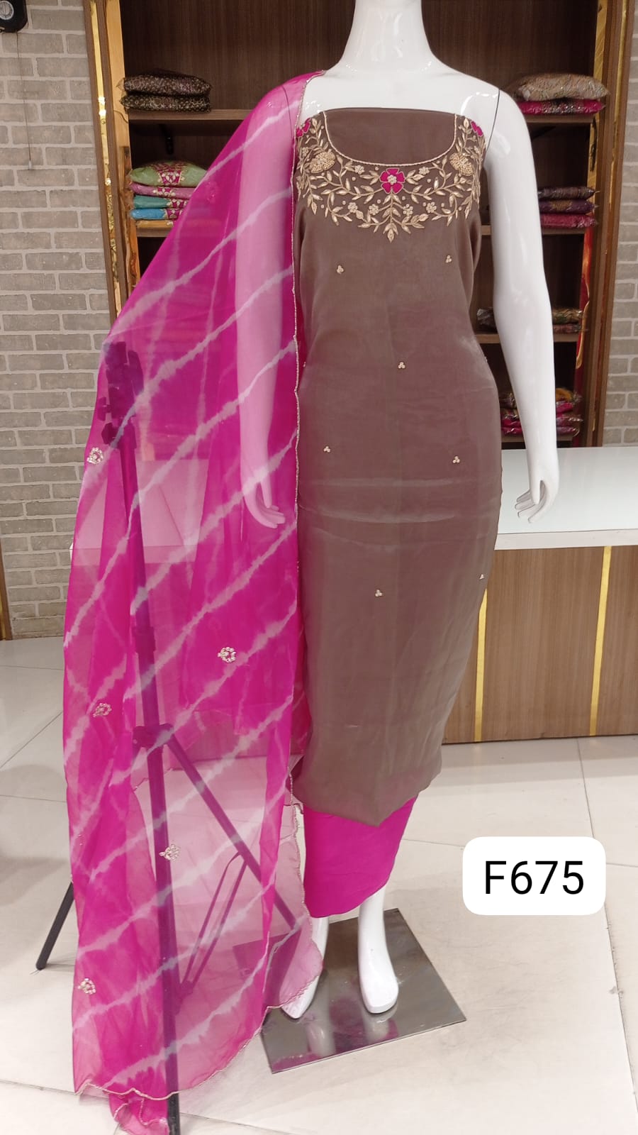 Soft organza dress material party wear