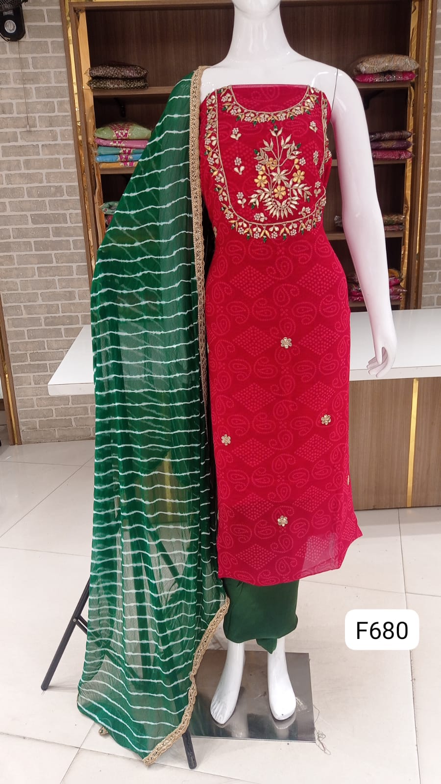 Georgete party wear suits with neck work