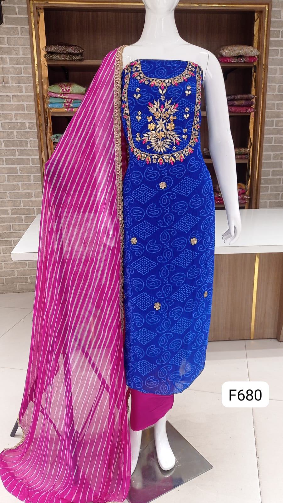 Georgete party wear suits with neck work