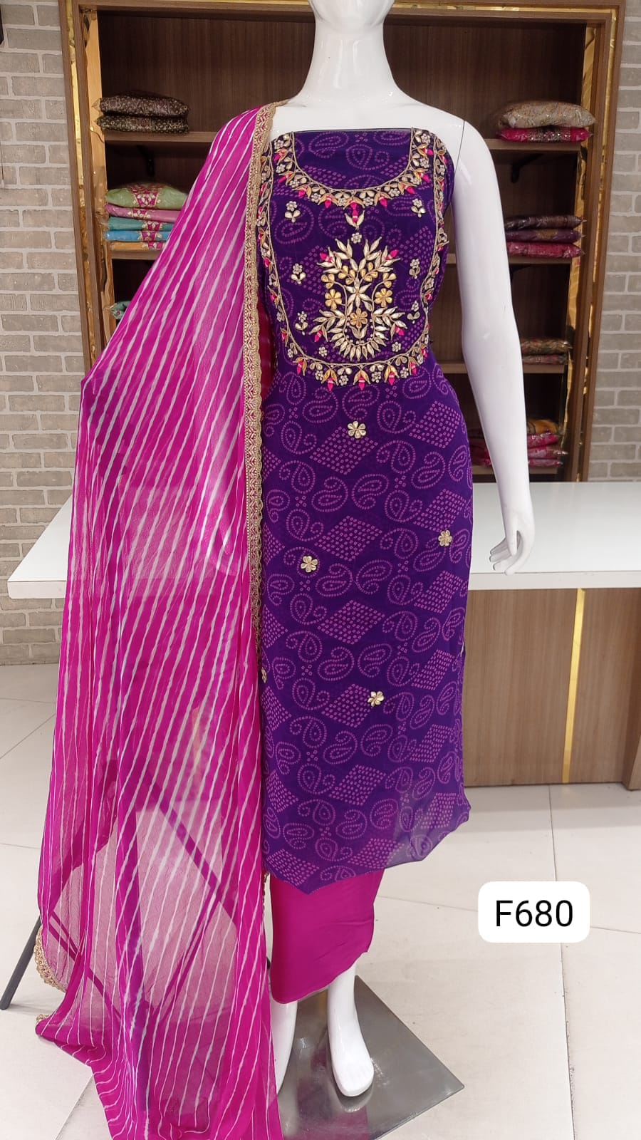 Georgete party wear suits with neck work